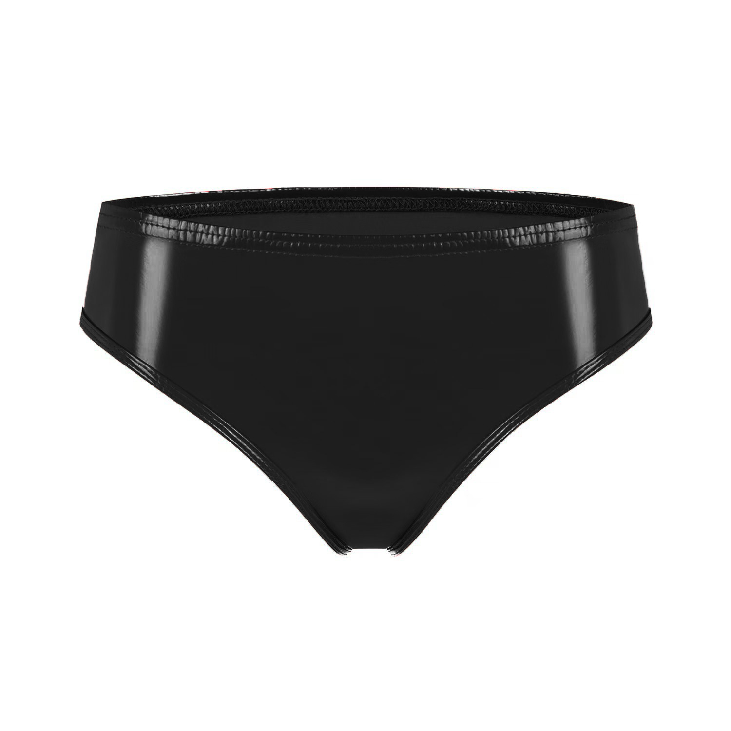 Women Wetlook PVC Low Rise Briefs - Image 4