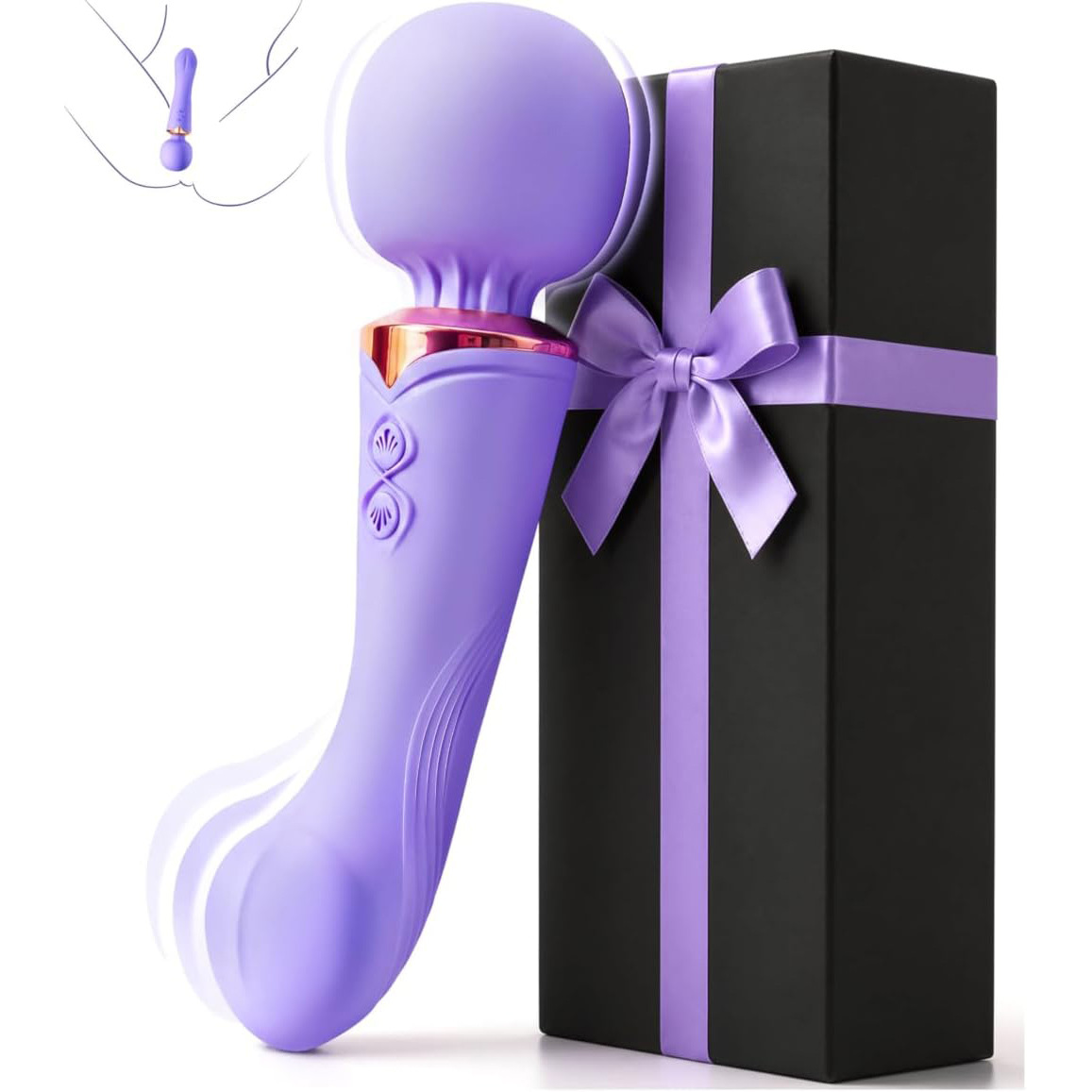 2-in-1 Dual End Silicone Vibrating Massage Wand for Women - Image 2