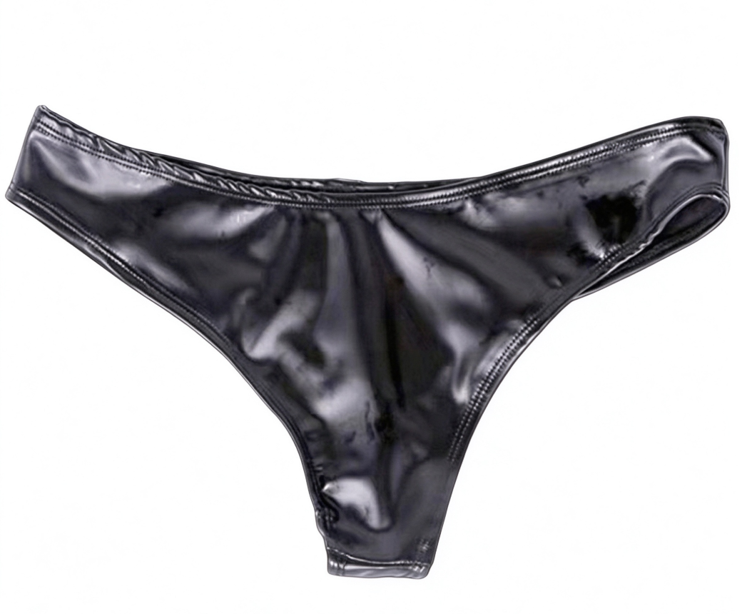 Women Wetlook PVC Low Rise Briefs - Image 6