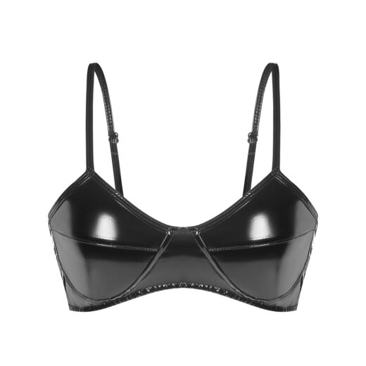 Women Wetlook PVC Shiny Bra