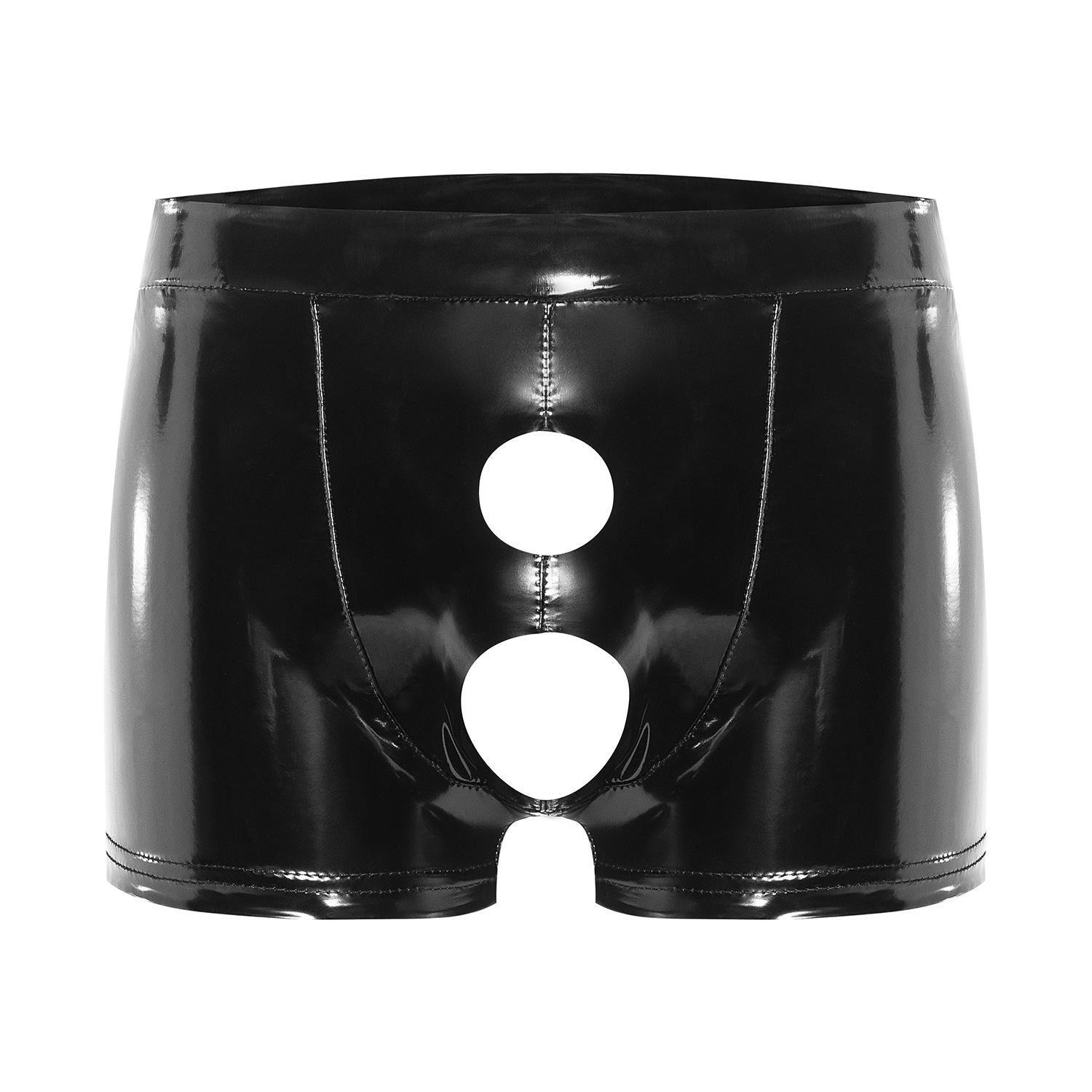 Men Wetlook PVC Open Front Boxer Shorts