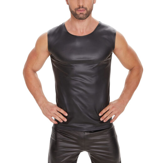 Men Matte PU Sleeveless Tank Top