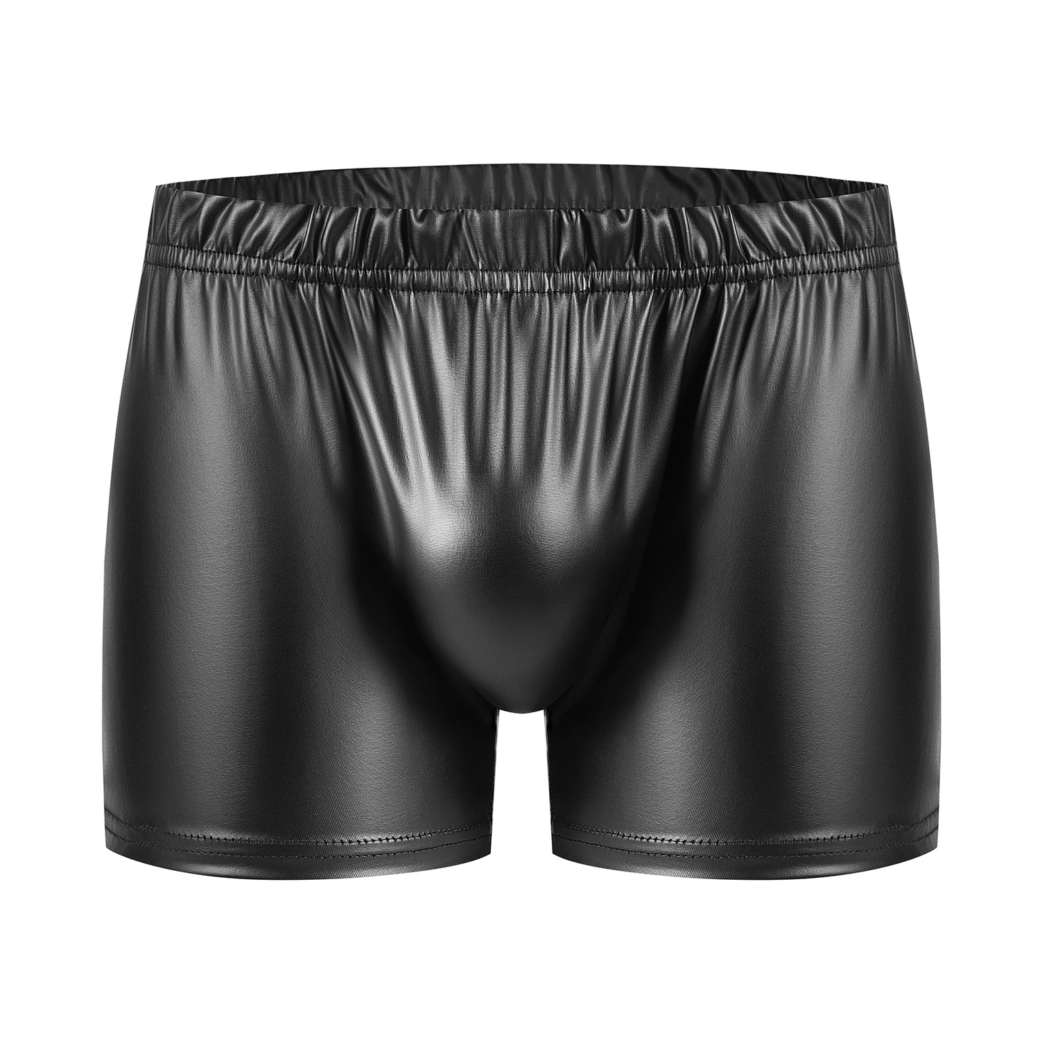 Men Matte PU Boxer Shorts, Soft Wetlook Faux Leather Underwear