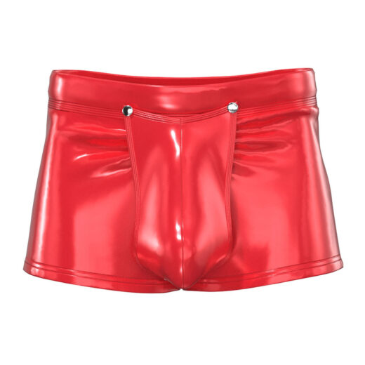 Men Shiny PVC Boxer Shorts with Detachable Snap Pouch
