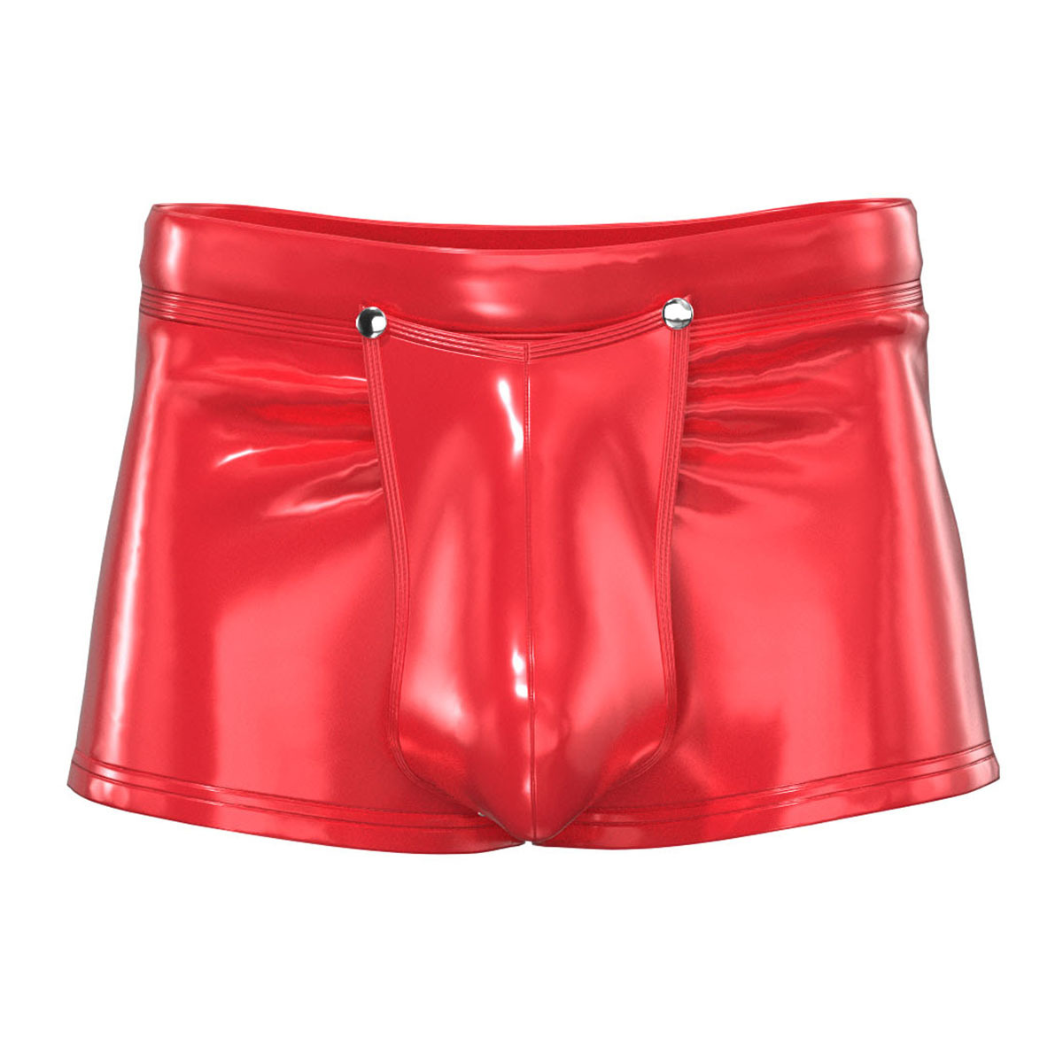 Men Shiny PVC Boxer Shorts with Detachable Snap Pouch
