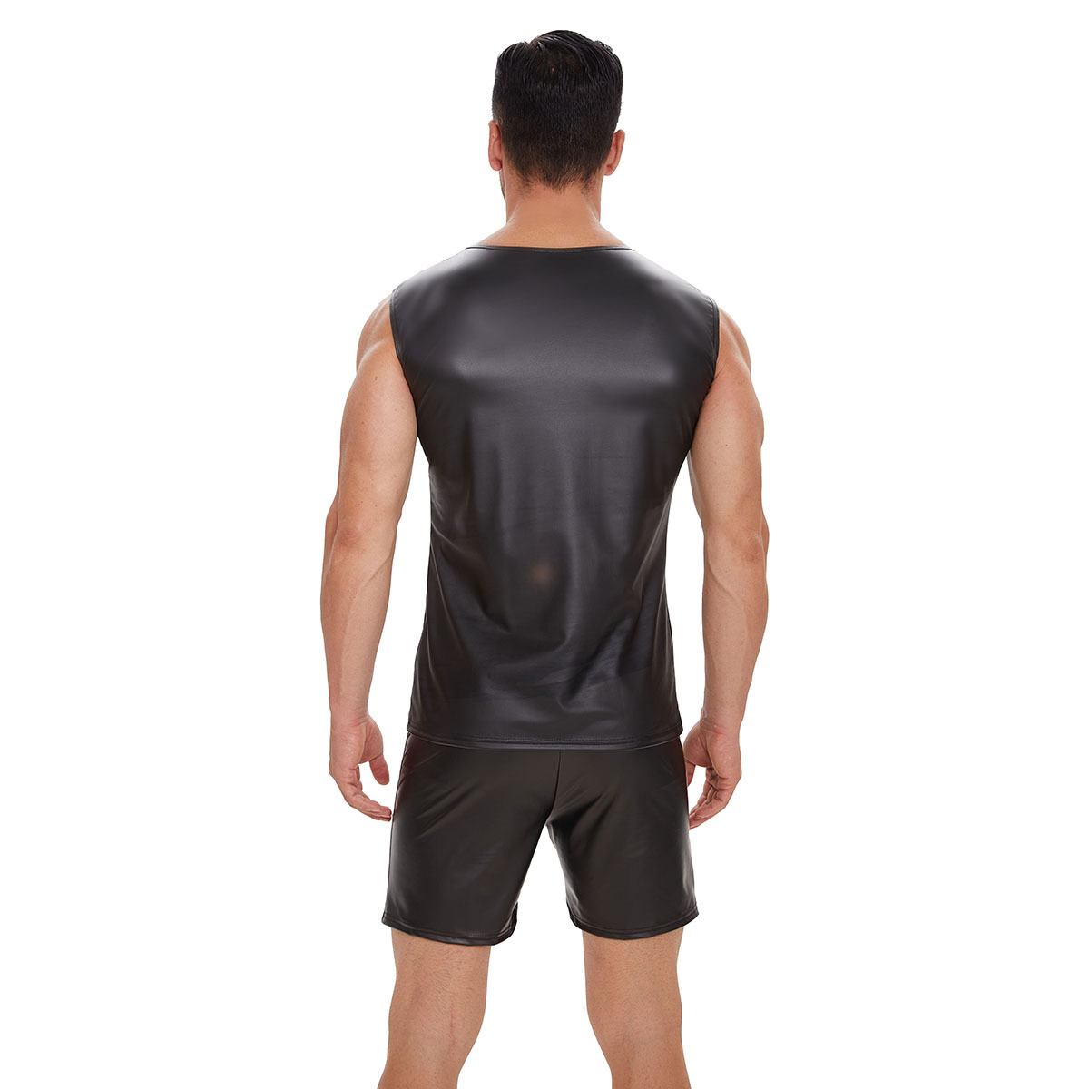 Men Matte PU Sleeveless Tank Top - Image 2