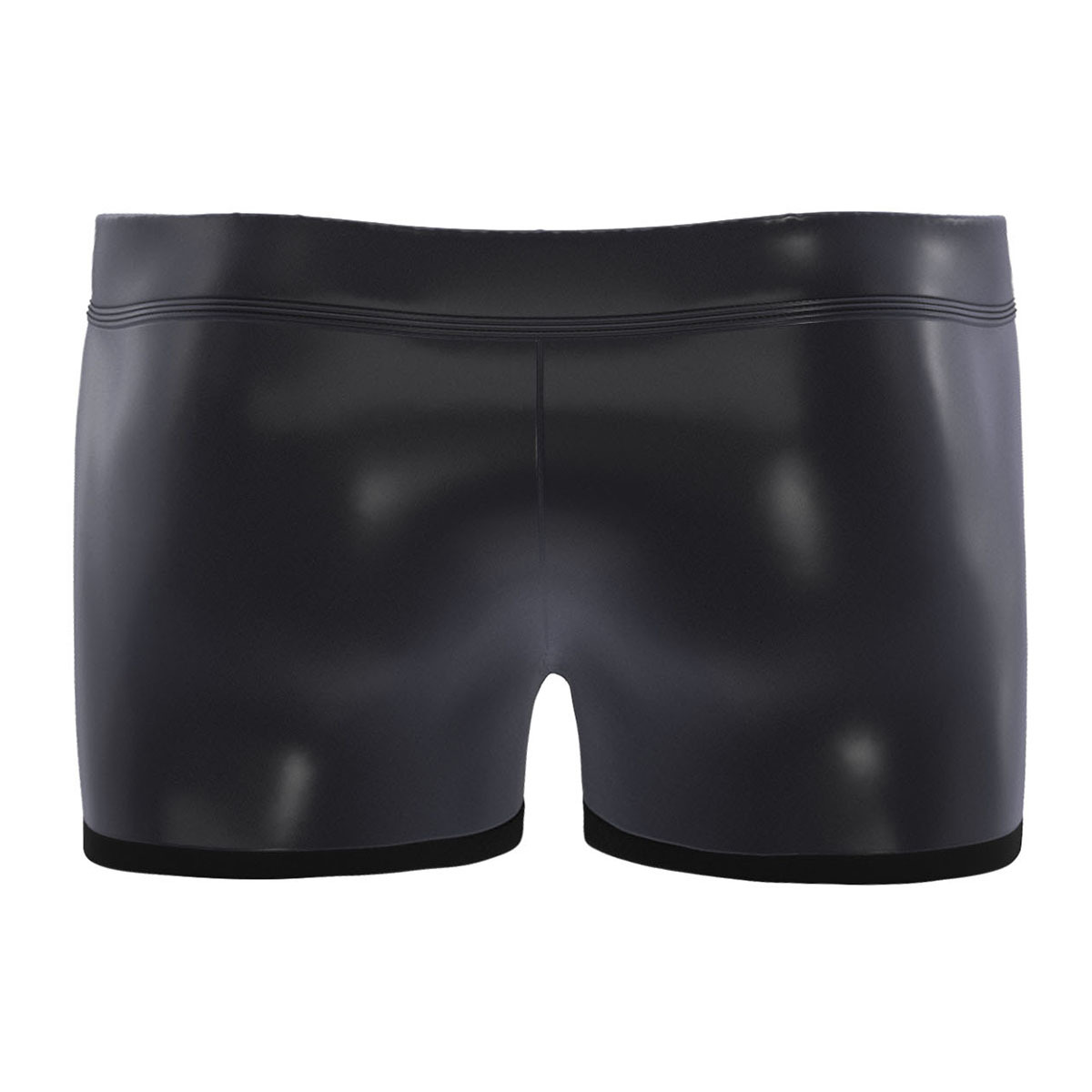 Men's Matte Faux Leather Boxer Briefs, Open Front Soft PU Underwear - Image 3