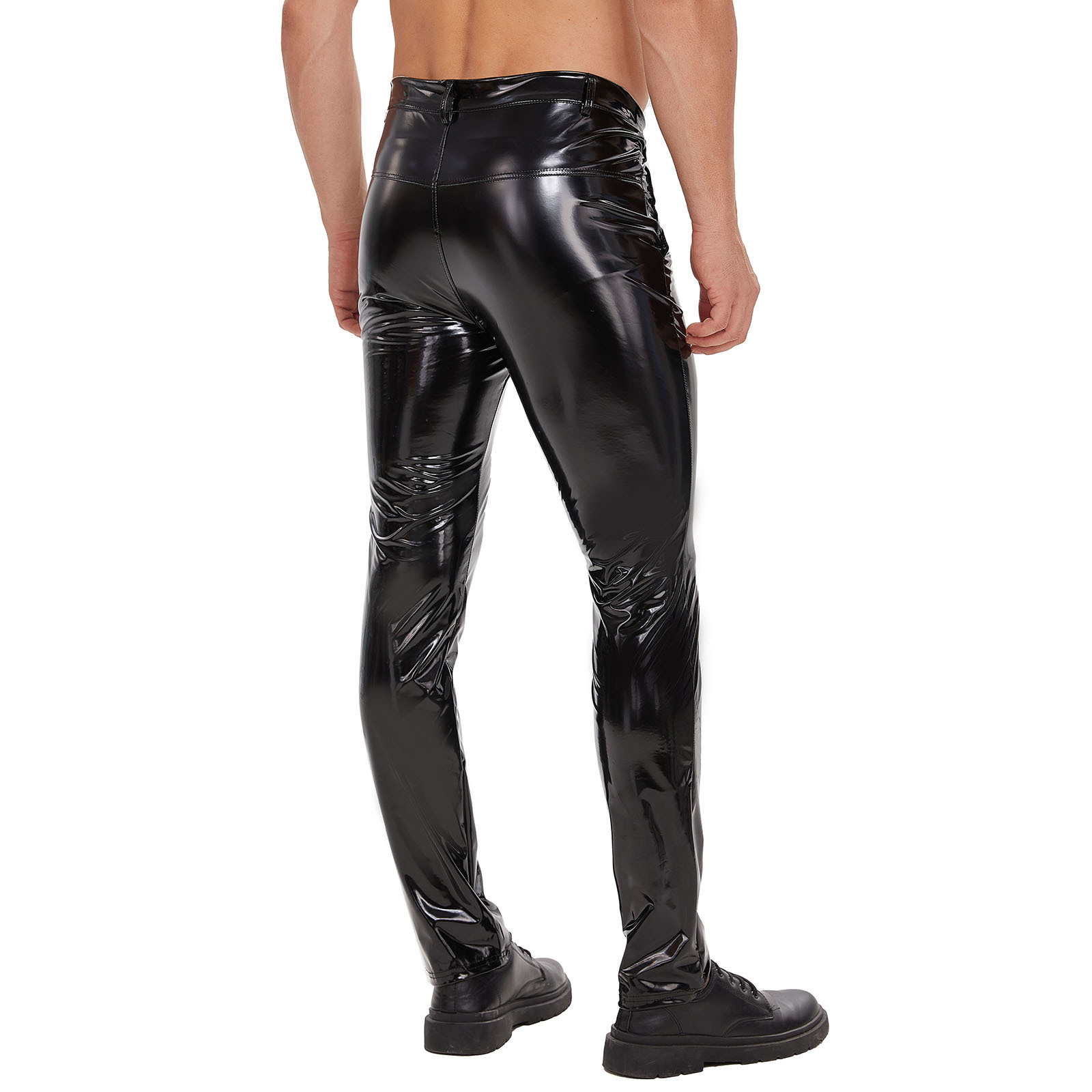 Men Wetlook PU Shiny Skinny Pants - Image 4