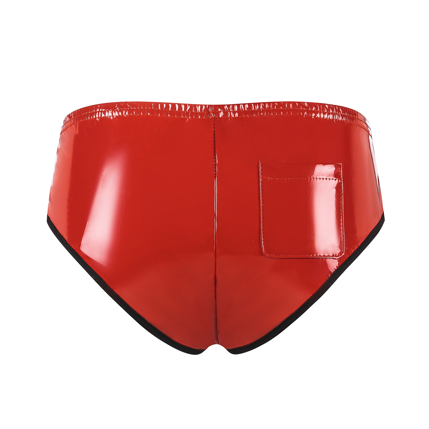 Women Wetlook PVC Low Rise Briefs with Front Bow & Back Pocket - Image 2