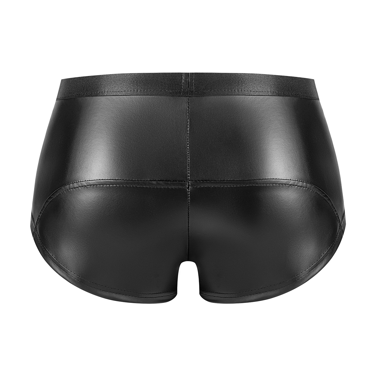 Men Matte PU Boxer Briefs with Double Side Zippers - Image 3