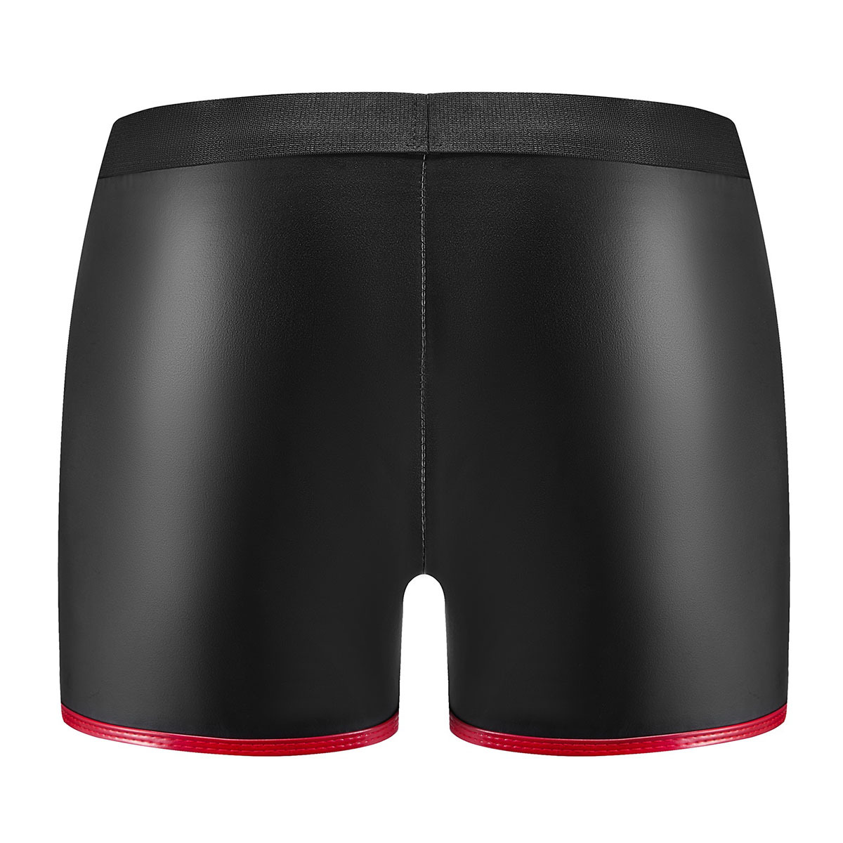 Men's Matte Soft Faux Leather Boxer Shorts, Snap Button Open Crotch Shorts - Image 3