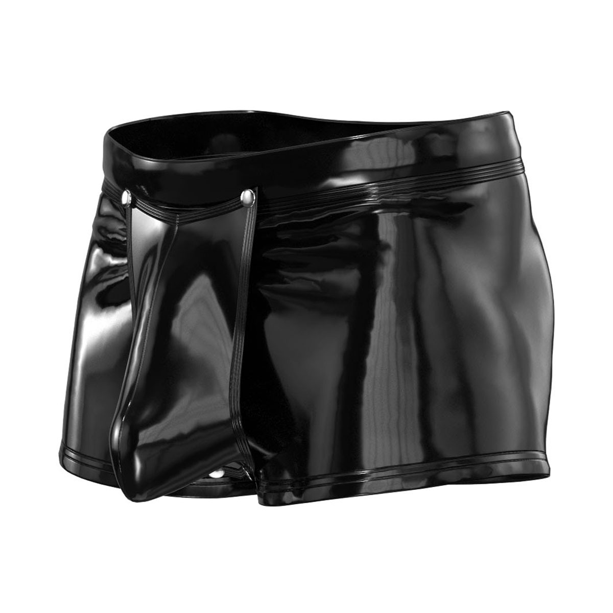 Men Shiny PVC Boxer Shorts with Detachable Snap Pouch - Image 3