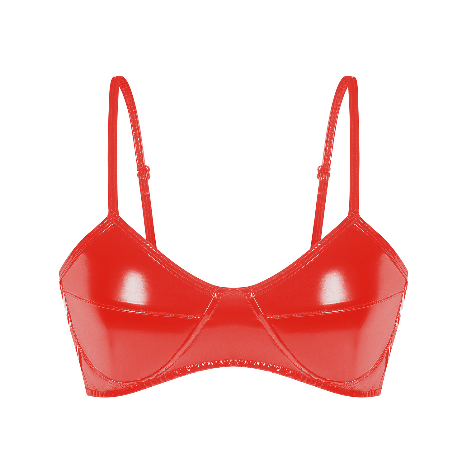 Women Wetlook PVC Shiny Bra - Image 4