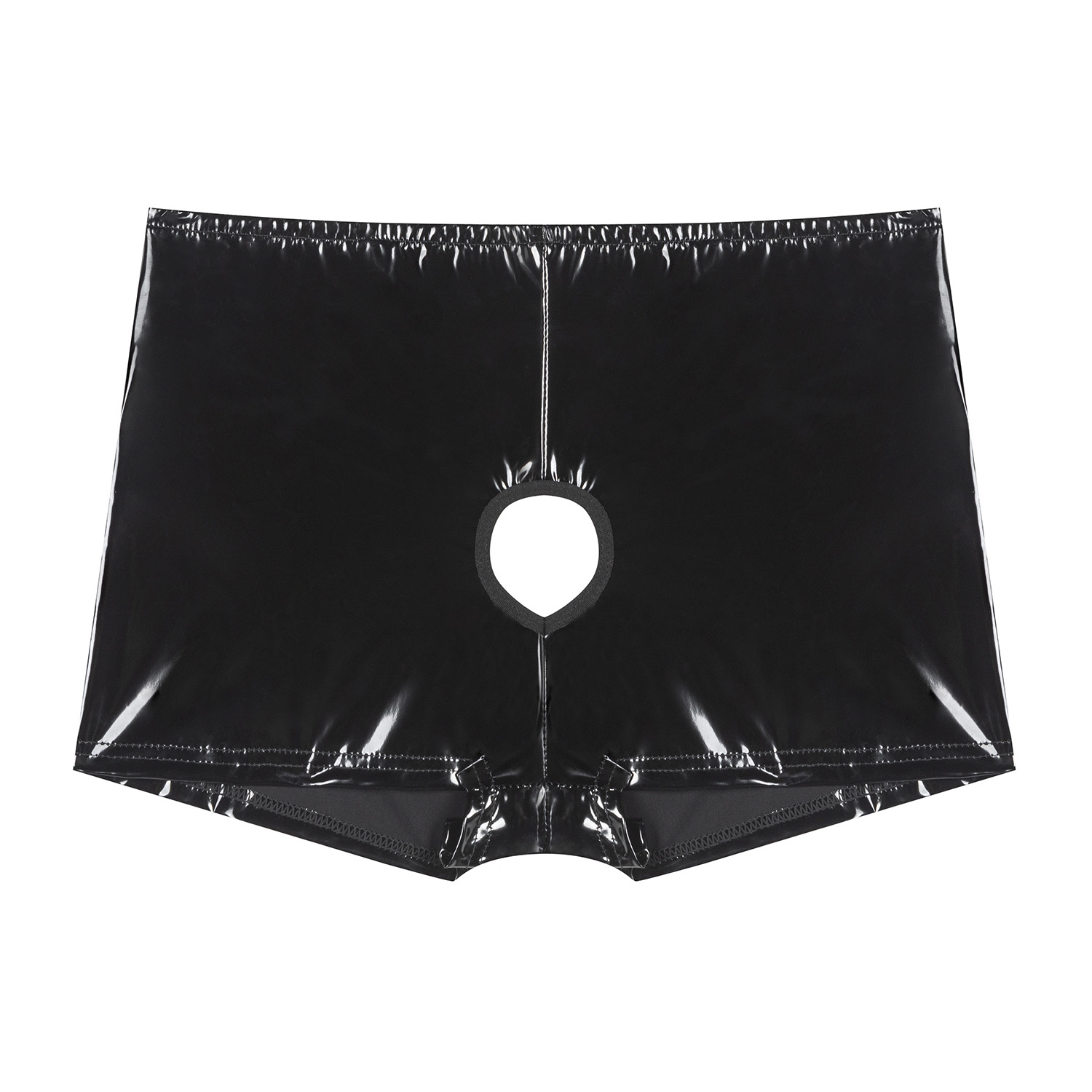 Men Shiny PVC Boxer Shorts with Open Crotch - Image 4