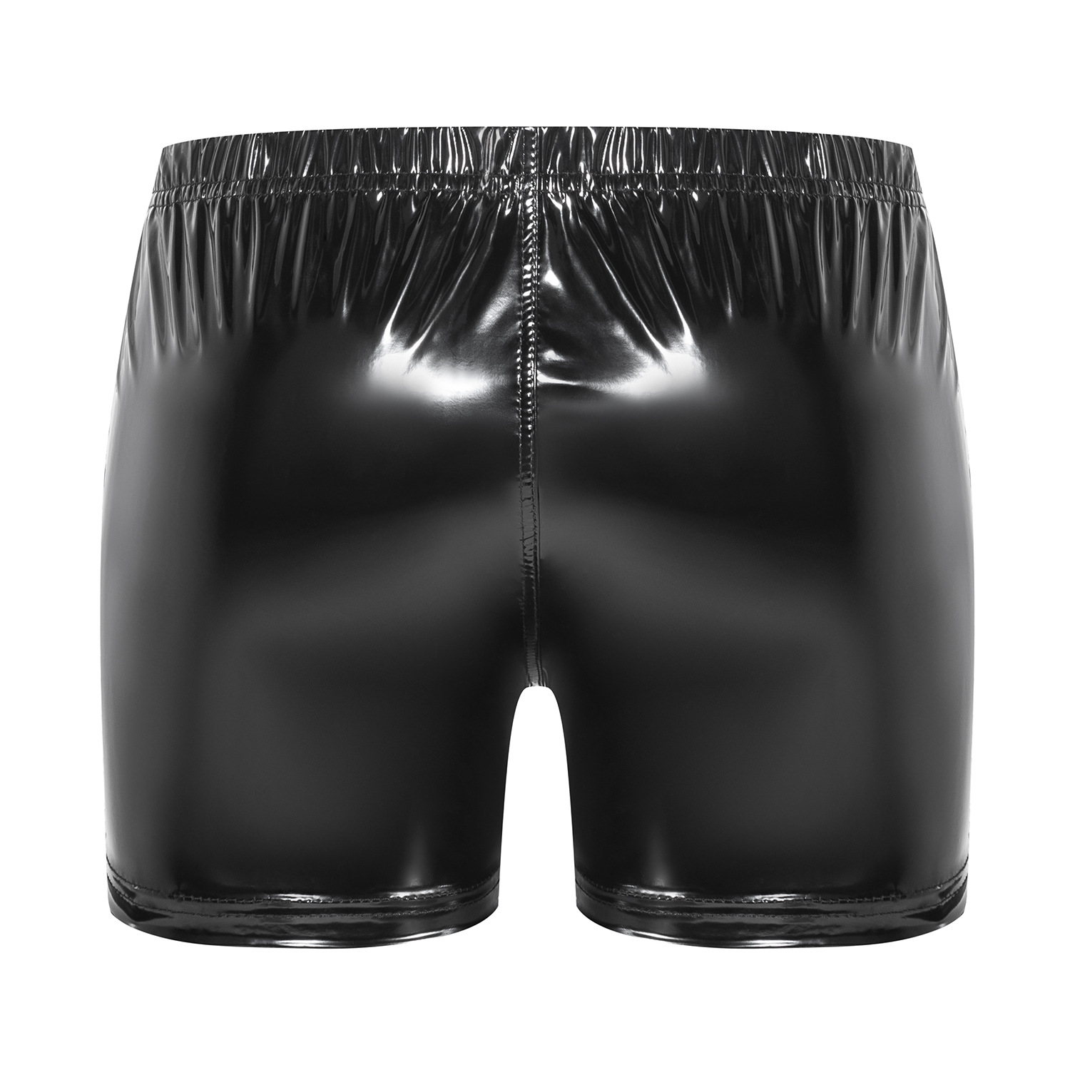 Men Shiny PU Boxer Shorts with Rear Zipper - Image 4