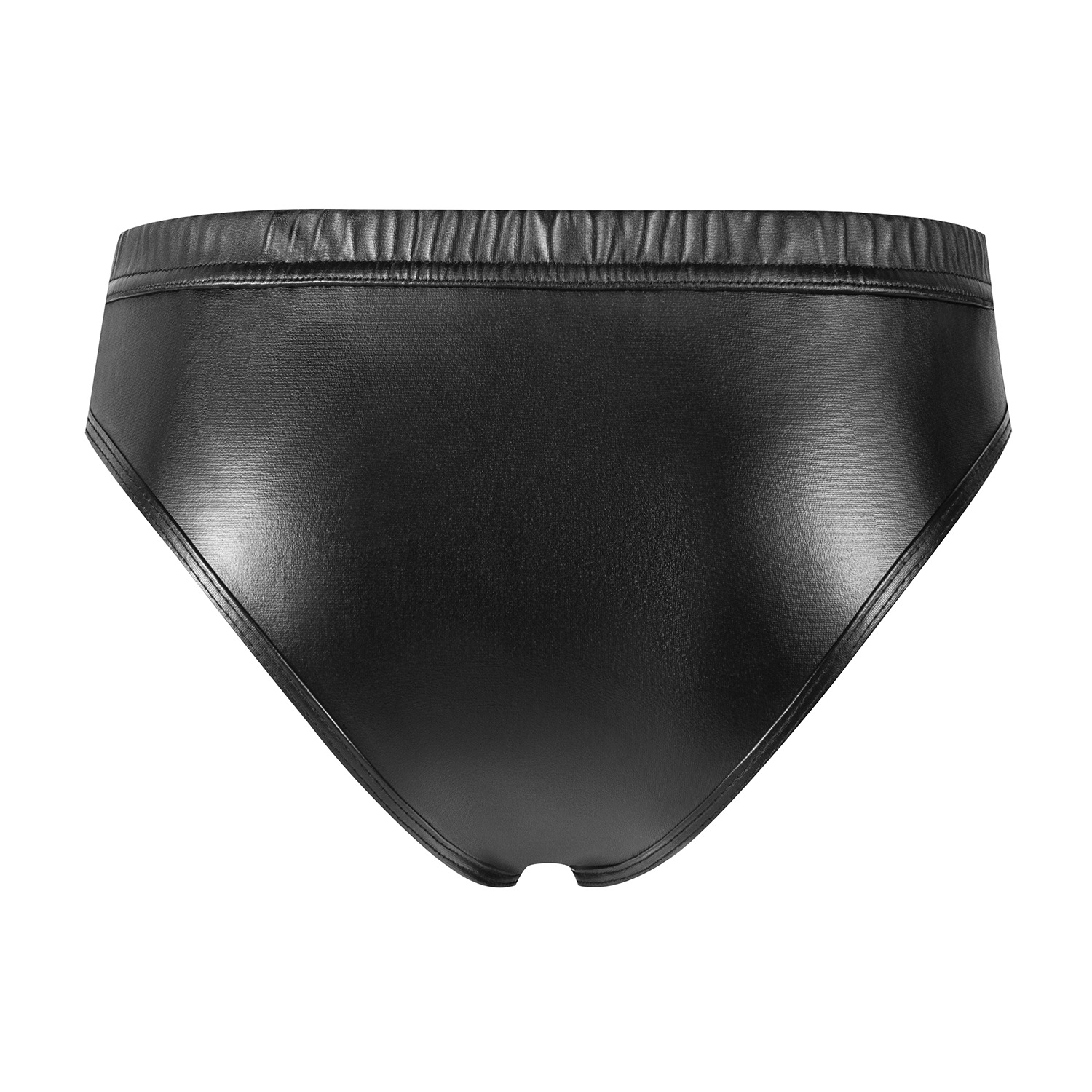 Men Matte PU Briefs with Snap Open Crotch Pouch - Image 4