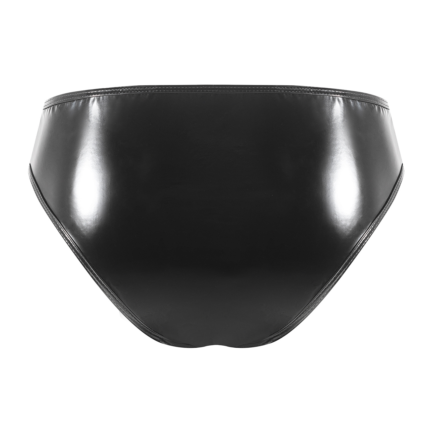 Men's Shiny PVC Briefs, Snap Button Open Crotch Wet Look Underwear - Image 4