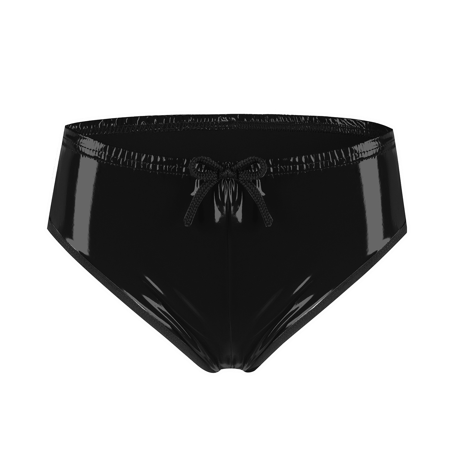 Women Wetlook PVC Low Rise Briefs with Front Bow & Back Pocket - Image 4