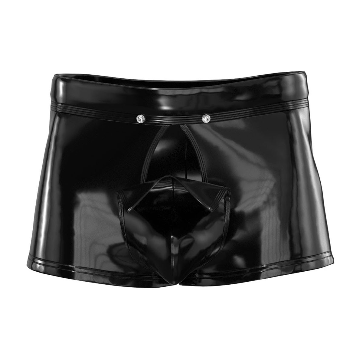 Men Shiny PVC Boxer Shorts with Detachable Snap Pouch - Image 5