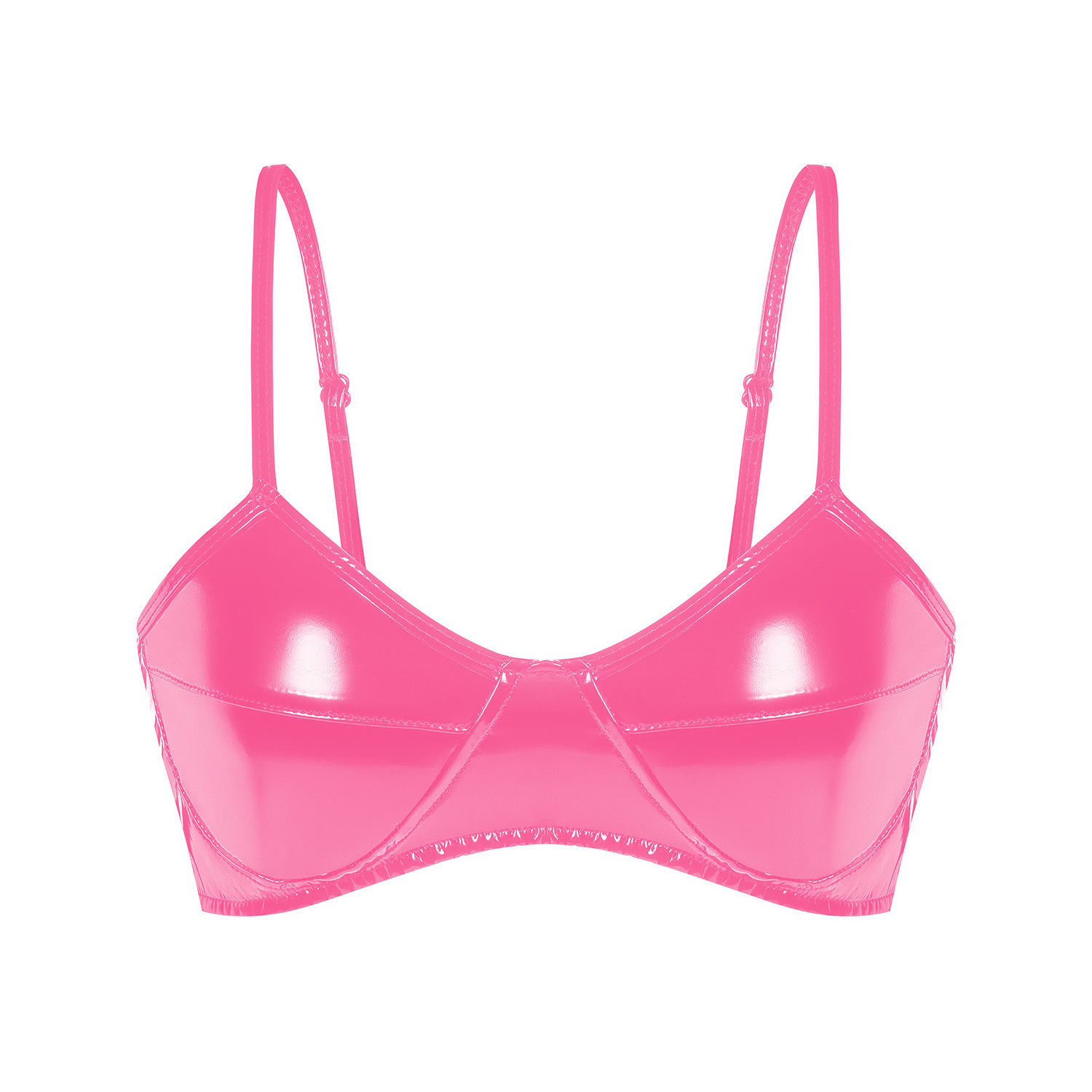 Women Wetlook PVC Shiny Bra - Image 5