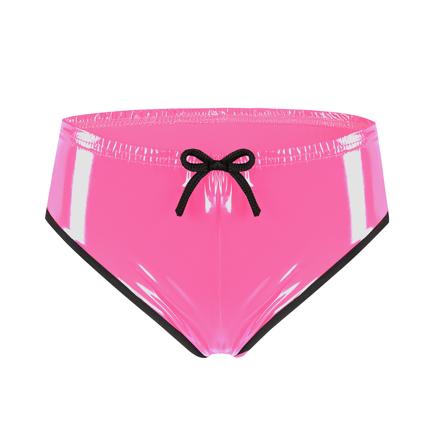 Women Wetlook PVC Low Rise Briefs with Front Bow & Back Pocket - Image 5